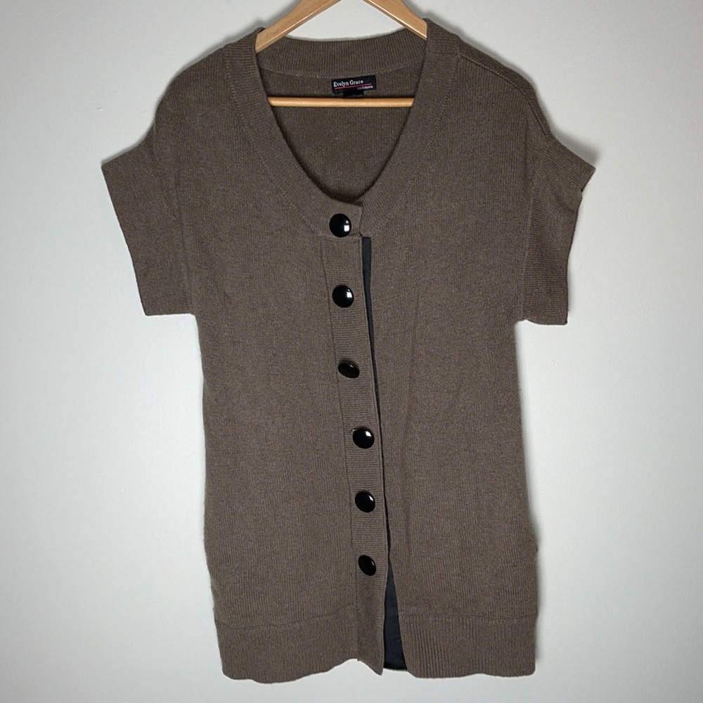 Evelyn Grace Brown Cashmere Medium Button Sweater